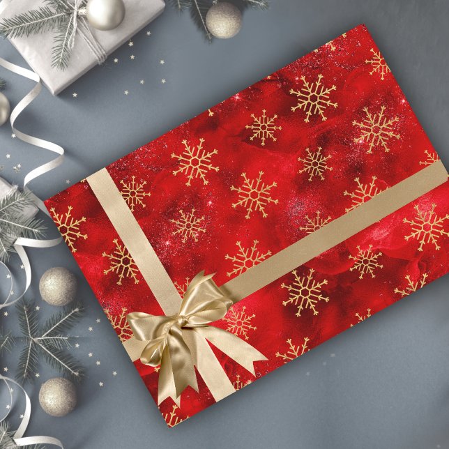 Eleganter goldener Weihnachtsschneeflocken Geschenkpapier (Von Creator hochgeladen)