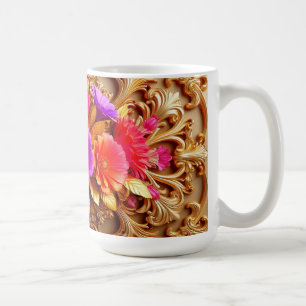Eleganter goldener Zierrahmen mit Blumen Kaffeetasse
