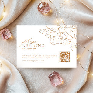 Eleganter goldfarbener Hochzeit im Herbst QR-Code RSVP Karte