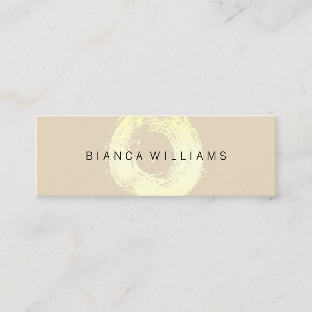 Eleganter goldfarbener Kreis (beige) Mini Visitenkarte (Vorderseite)
