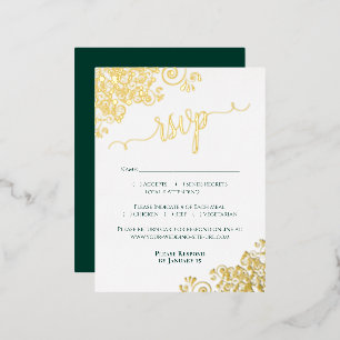 Eleganter Goldfilm auf der Emerald Wedding RSVP-Ka Folie Einladungspostkarte