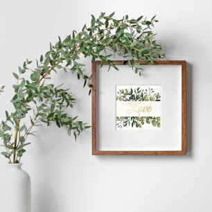Eleganter Goldfolien-Eukalyptus-Liebeszitat-Hochze Foliendrucke