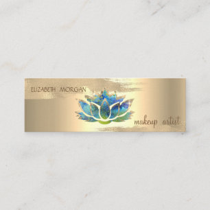 Eleganter Goldfolien-Pinselstrich, Blauer Lotus Mini Visitenkarte