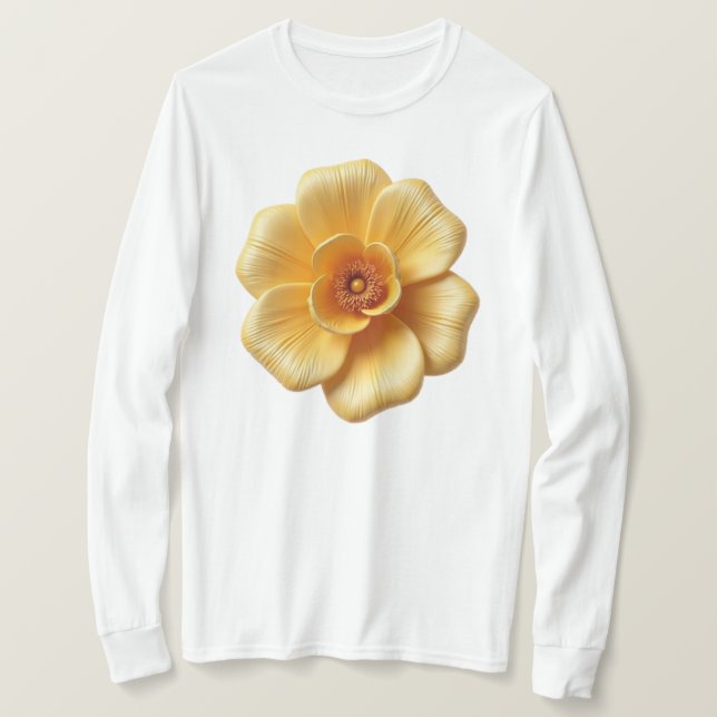 Eleganter goldgelber Blume Langschläfer T - Shirt (Design vorne)