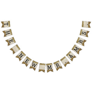 Eleganter GoldGlitzer Druckhochzeit Wimpelkette
