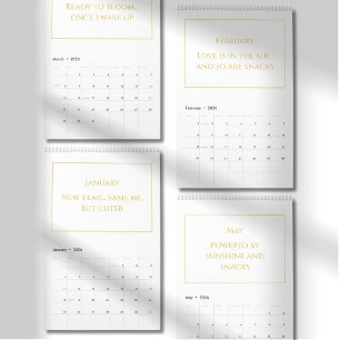 Eleganter Goldiger Zitat-Kalender 2026 Kalender