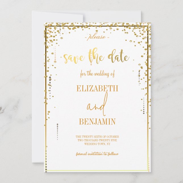 Eleganter GoldklasseMinimalist Save the Date (Vorderseite)