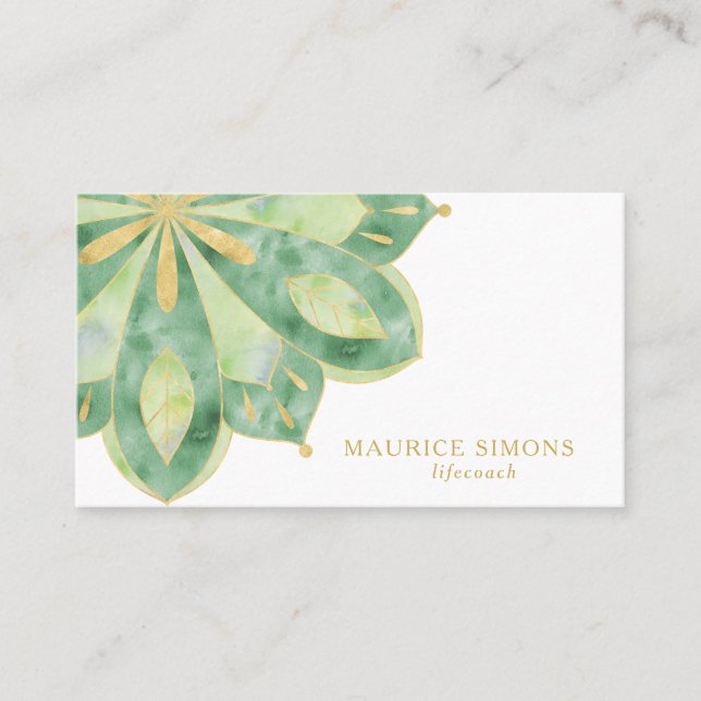 Eleganter Goldlotus Yoga-Dozent Mandala Visitenkarte (Vorderseite)