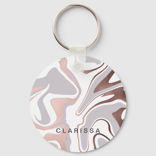 Eleganter Goldmarmor der modernen Rose Schlüsselanhänger (Vorderseite)