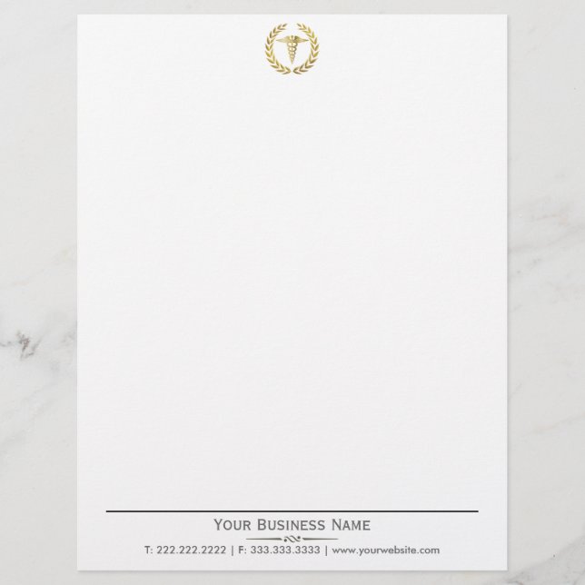 Eleganter Goldmedaille Caduceus Medical Letterhead Briefkopf (Vorderseite)
