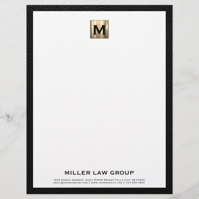 Eleganter Goldmonogramm-Letterhead Briefbogen (Vorderseite)