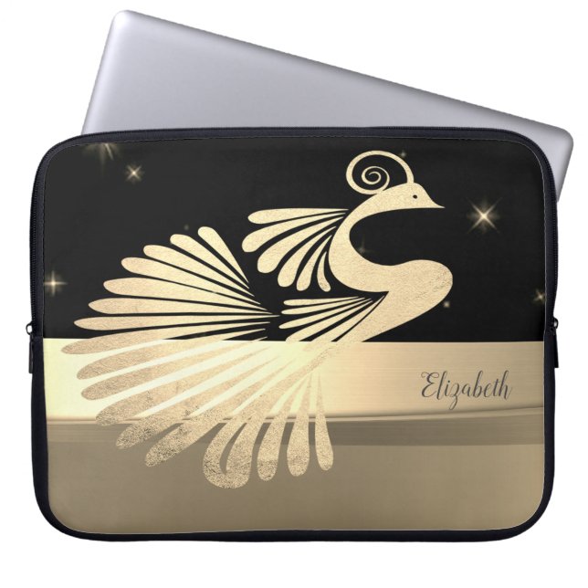 Eleganter Goldpfau - Personalisiert Laptopschutzhülle (Vorderseite)