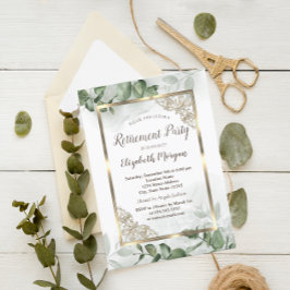 Eleganter Goldrahmen, Eukalyptus Grüne Rente Einladung