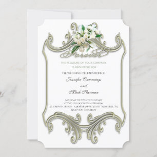 Eleganter Goldrahmen Hochzeit Einladung