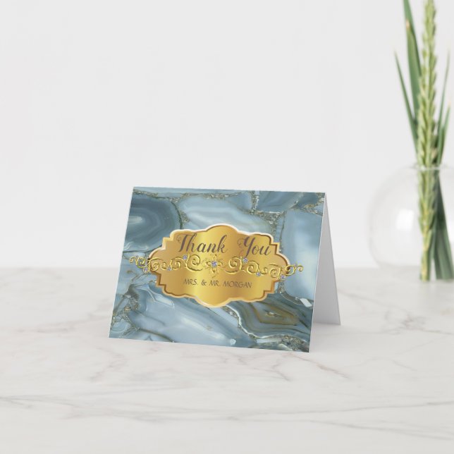 Eleganter Goldrahmen, Marmortextur Dankeskarte (Vorderseite)