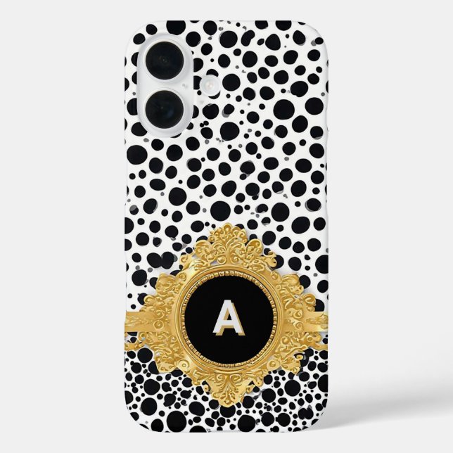 Eleganter Goldrahmen mit Polka Dot Background Case-Mate iPhone Hülle (Rückseite)