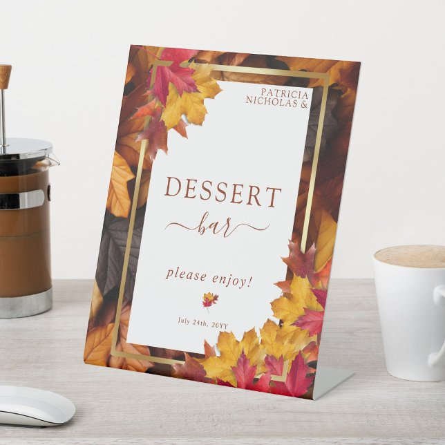 Eleganter Goldrahmen & rustikale Herbstdessert Bar Sockelschild (Von Creator hochgeladen)