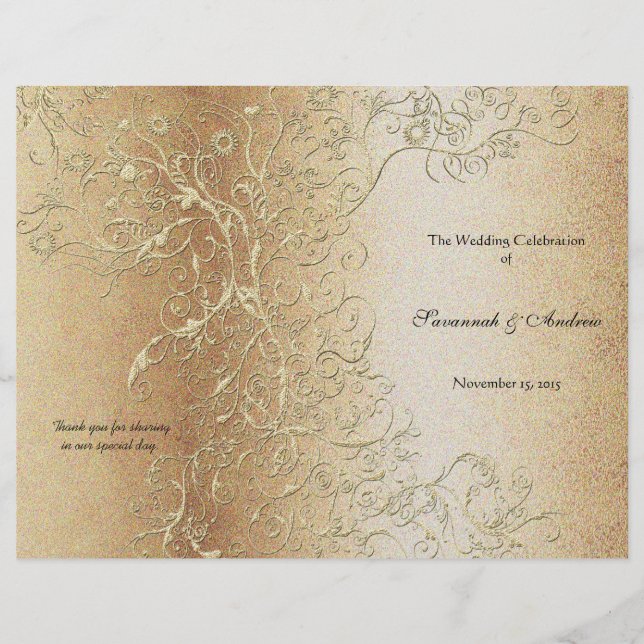 Eleganter Goldrausch mit Black Schriftart Wedding  (Vorderseite)