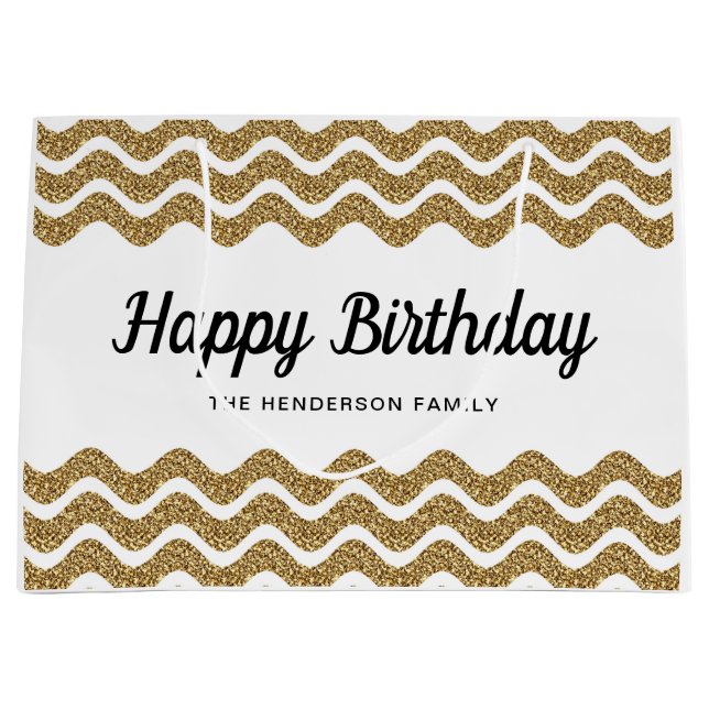 Eleganter Goldrausch zum Geburtstag Große Geschenktüte (Vorderseite)