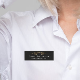 Eleganter Goldrevier Swirls Klassischer Schwarzer  Namensschild