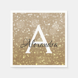 Eleganter Goldscheinconfetti-Monogramm-Geburtstag Serviette