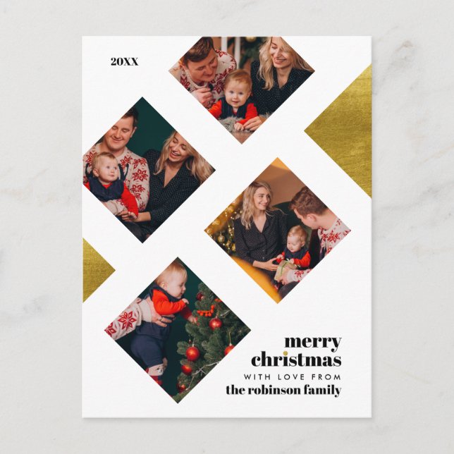 Eleganter Goldschmied & 4 Fotos Weihnachten Postkarte (Vorderseite)