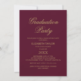 Eleganter Goldschmied | Burgund Graduierungspartei Einladung