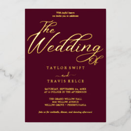 Eleganter Goldschmied | Burgundy Frame Wedding Folieneinladung