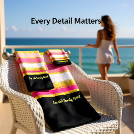 Eleganter Goldschmied mit rosa-weißem Streifen Bat Badhandtuch Set