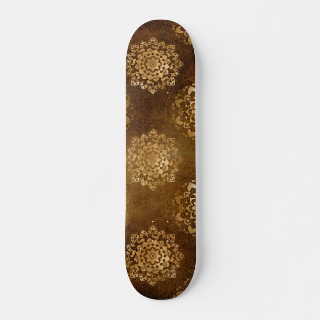 Eleganter Goldschmied und Schwarzes Indianermandal Skateboard (Vorne)
