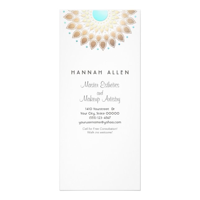 Eleganter Goldschmied Verziert Leaf Mandala Wood L Werbekarte (Vorne)