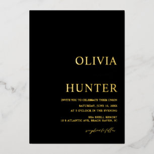 Eleganter Goldschmiedeweg Schwarzes Hochzeitspazie Folieneinladung