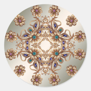 Eleganter Goldschmuck-Blumen-Aufkleber Runder Aufkleber
