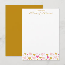 Eleganter Goldschrift Name | Wasserfarben-Herzen
