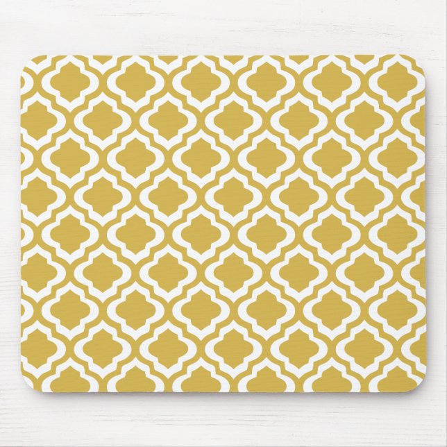 Eleganter Goldsenf-Marokkaner Quatrefoil Klee Mousepad (Vorne)