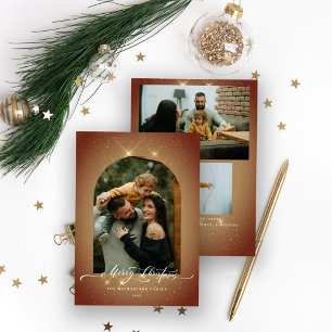 Eleganter Goldstaub 3-Foto Frohe Weihnachten