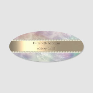 Eleganter Goldstreifen, Glitzer Bokeh, Perlen Name Namensschild