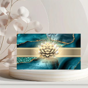 Eleganter Goldstreifen, Lotus Glitter Smaragdgrün Visitenkarte