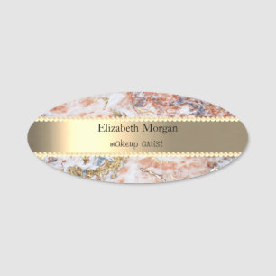 Eleganter Goldstreifen, Perlen, Ombre-Marmor Namensschild