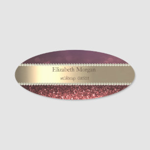 Eleganter Goldstreifen, Rose Gold Glitzer Bokeh,Pe Namensschild
