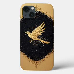 Eleganter Goldvogel in verziertem Vintage-Rahmen Case-Mate iPhone Hülle