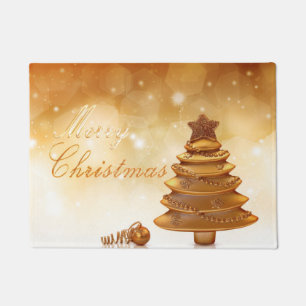Eleganter Goldweihnachtsbaum Fußmatte