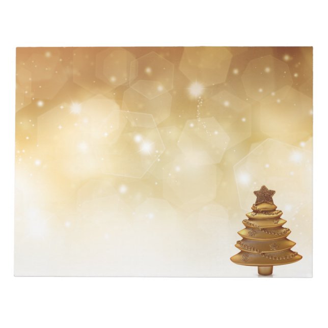Eleganter Goldweihnachtsbaum Notizblock (Vorderseite)
