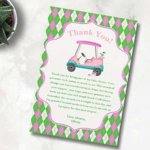 Eleganter Golf Cart für Babydusche Dankeskarte