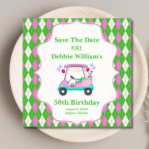 Eleganter Golf Cart zum Geburtstag von Frauen bere Save The Date