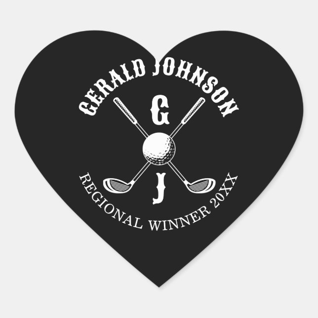 Eleganter Golf Monogr... Herz-Aufkleber (Vorderseite)