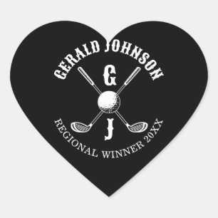 Eleganter Golf Monogr... Herz-Aufkleber