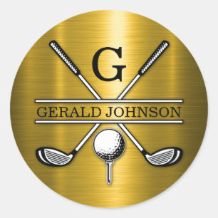 Eleganter Golf Monogr... Runder Aufkleber