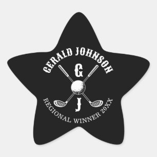 Eleganter Golf Monogr... Stern-Aufkleber