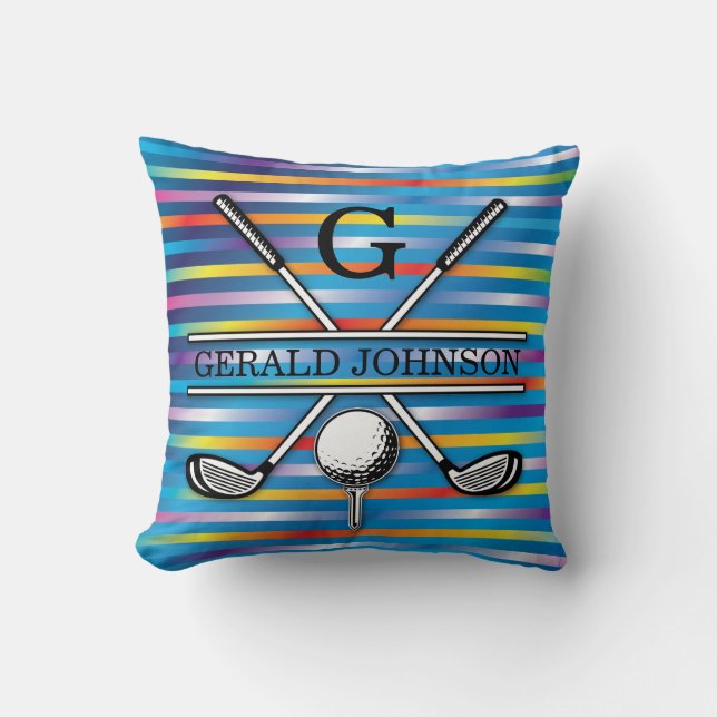 Eleganter Golf Monogram Design Throw Kissen (Vorderseite)
